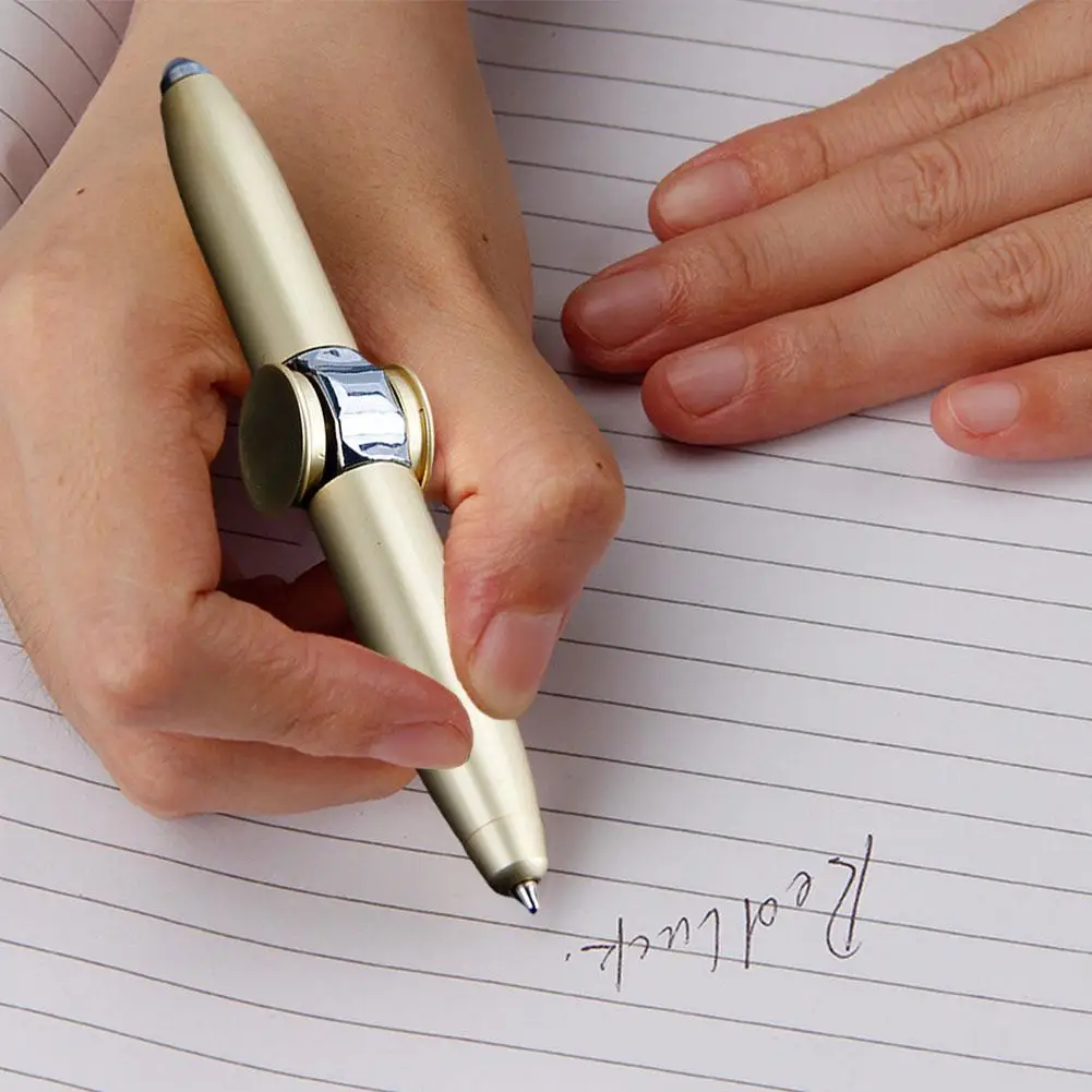 

Fidget Spinner Pen with LED Light Decompression Luminous Pens Ballpoint Fidgets Spinner LED Light Metal Gyro Toy Pen Pen Gy X1Y9
