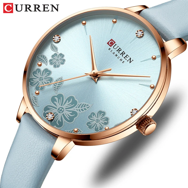 

Curren Top Brand Quartz Wristwatches for Women Luxury Rhinestones Women's Watches Leather Fashion Gold Watch Ladies Gifts