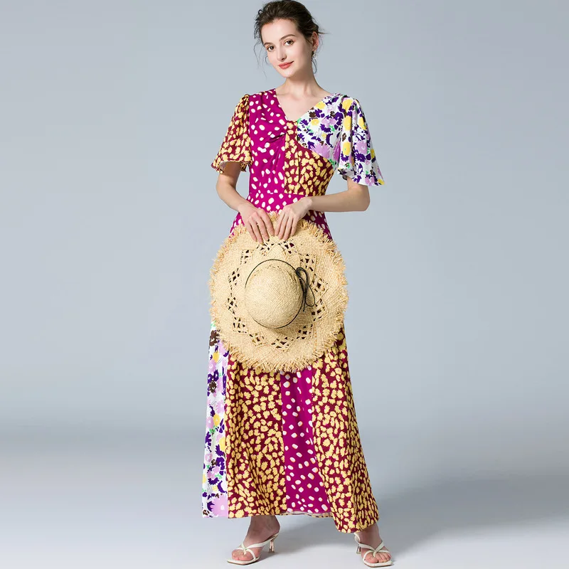 Long Dress Summer Women's Fashion 2022 V-Neck Butterfly Short Sleeves Printed Patchwork Slimming A-Line Elegant Ankle Length
Long Dress Summer Women's Fashion 2022 V-Neck Butterfly Short Sleeves Printed Patchwork Slimming A-Line Elegant Ankle Length