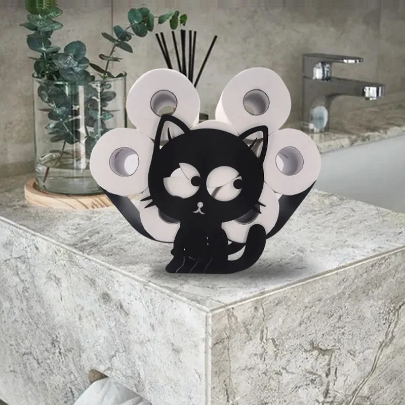 

Creative Toilet Roll Paper Holder Cute Cat Animal Ornament Kitchen Tissue Towel Bathroom Storage Rack Desktop Home Art Decor