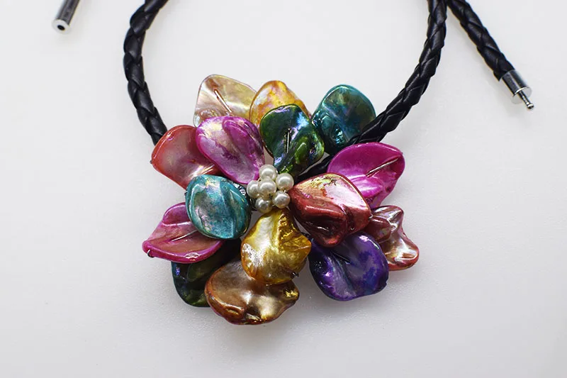 

multicolor Shell flower and baroque 40mm necklace 18inch wholesale beads nature FPPJ