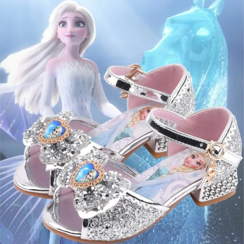 

Сандалии для девочек «Холодное сердце 2», обувь принцессы Эльзы, обувь для маленьких девочек с кристаллами, детские туфли на высоком каблуке, обувь для подиума, шоу