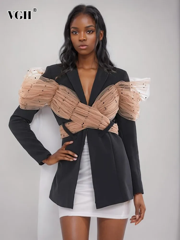VGH patchwork mesh bowknot elegant blazers for women notched collar long sleeve slimming casual blazer female fashion clothing
VGH patchwork mesh bowknot elegant blazers for women notched collar long sleeve slimming casual blazer female fashion clothing