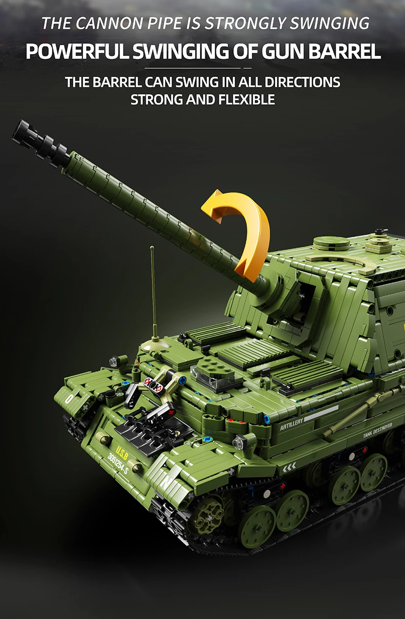 2436PCS Ferdinand Tank Building Blocks WW2 Classic Heavy Elephant Tank Model Bricks Collection Display Kid DIY Toy Birthday Gift 2436PCS Ferdinand Tank Building Blocks WW2 Classic Heavy Elephant Tank Model Bricks Collection Display Kid DIY Toy Birthday Gift