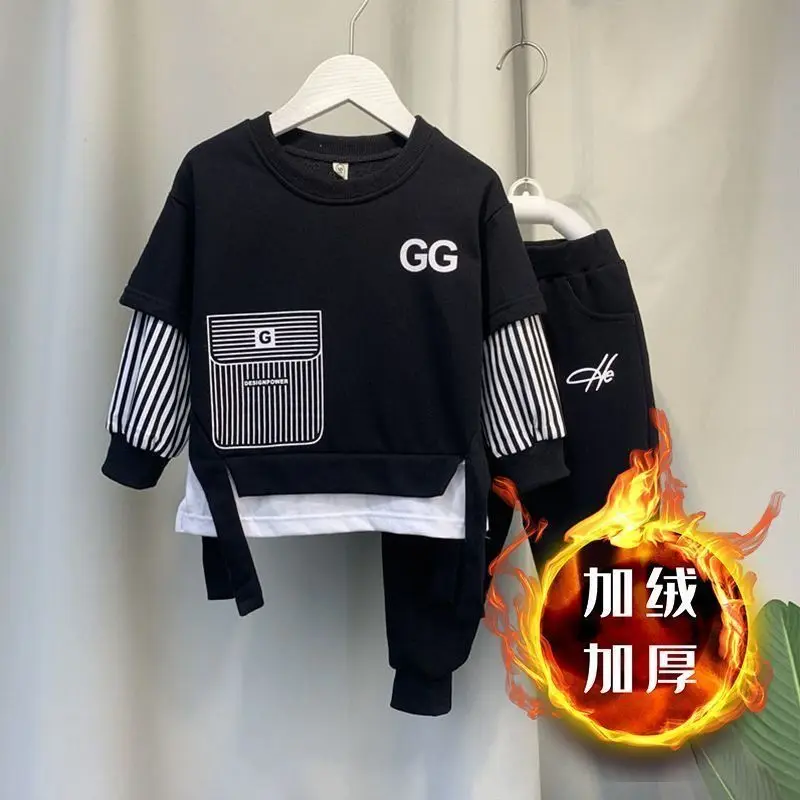 Autumn Winter Boy Clothes Set Children Fake Two-Piece Striped Pullover Jogging Pants 2Pcs Outfits Kids Tracksuit Baby Loungewear
Autumn Winter Boy Clothes Set Children Fake Two-Piece Striped Pullover Jogging Pants 2Pcs Outfits Kids Tracksuit Baby Loungewear