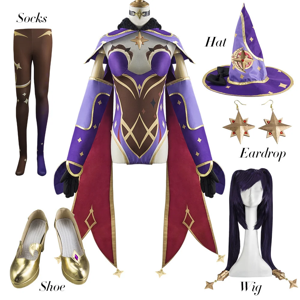 Genshin Impact Cosplay Mona Costume Girls Women Halloween Carnival Party Sexy Dress Uniform Cosplay Wig Shoes Outfit
Genshin Impact Cosplay Mona Costume Girls Women Halloween Carnival Party Sexy Dress Uniform Cosplay Wig Shoes Outfit