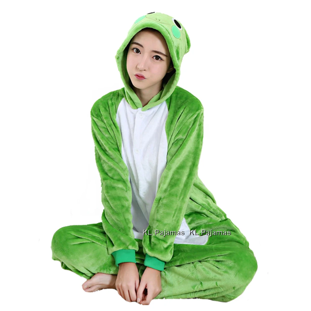 

Green Frog Onesie Adults Kids Animal Costume Unisex Women's Pajamas Set Cosplay Halloween Christmas One Piece Plush Sleepwear