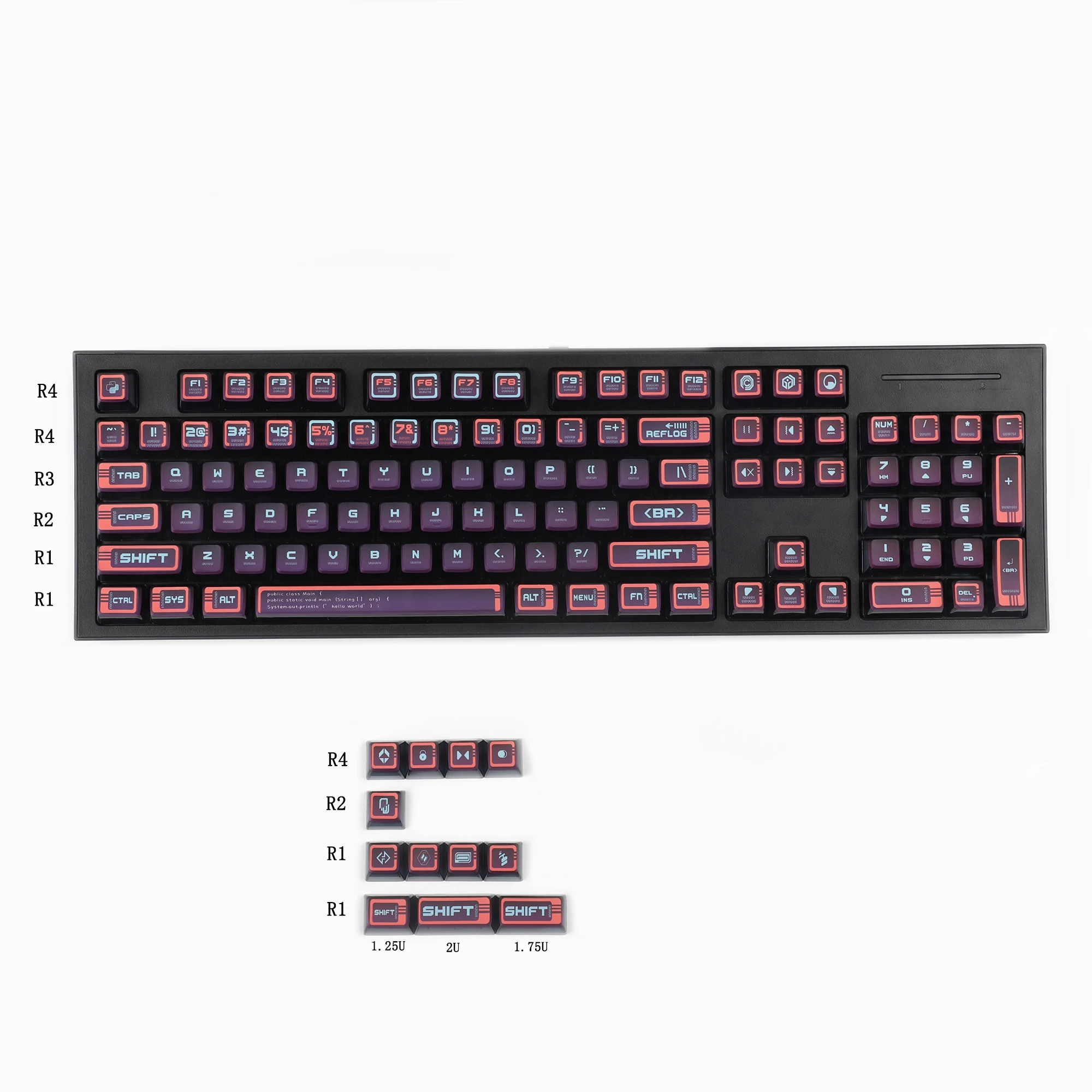 

ASA Profile 116 Key Black Purple Pudding Backlit Smoky Keycaps For MX Mechanical Keyboard 104 96 87 84 68