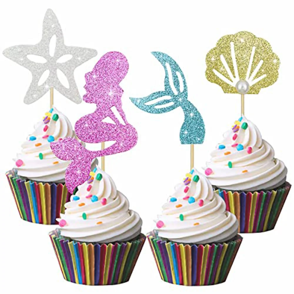Mermaid Theme Birthday Cake Decor 24PCS Shell Starfish Mermaid Tail Cupcake Baby Shower Under the Sea Mermaid Cupcake Toppers
Mermaid Theme Birthday Cake Decor 24PCS Shell Starfish Mermaid Tail Cupcake Baby Shower Under the Sea Mermaid Cupcake Toppers