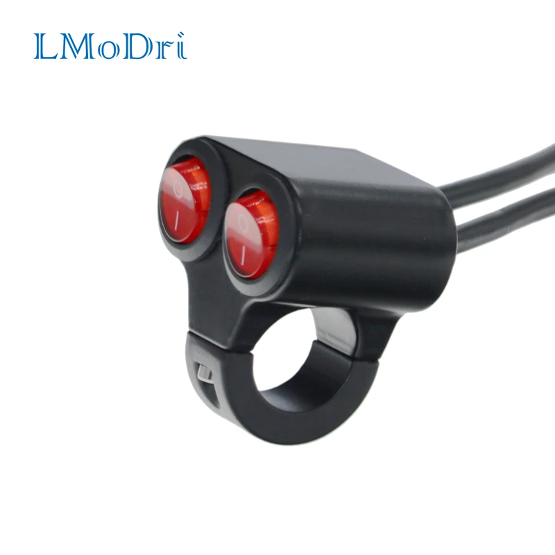 

LMoDri Motorcycle Switches 22mm Handlebar Mount Switch Headlight Hazard Brake Fog Light ON OFF Aluminum Alloy With Indicator