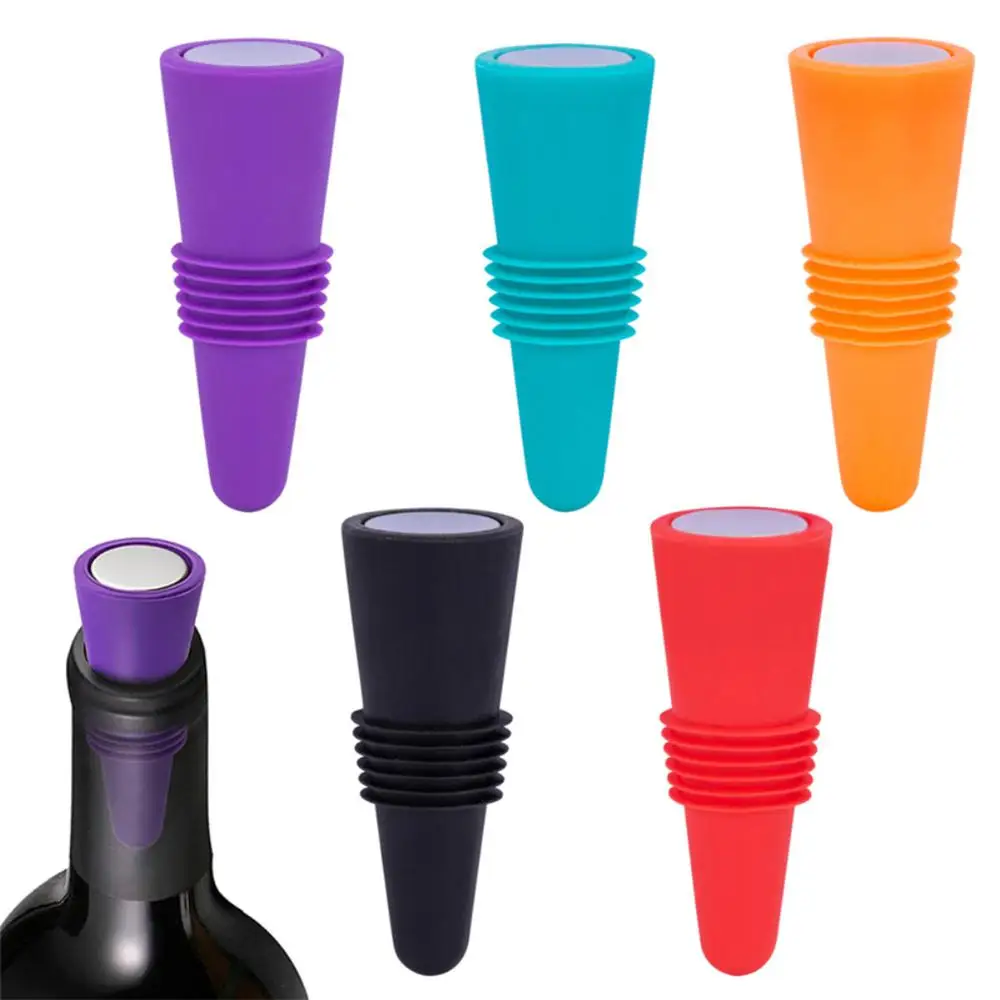 

Silicone Wine Bottle Stopper Set Whiskey Accessories Leak Proof Beer Champagne Bottle Cap Closer Wine Cork Lid Colorful Tools