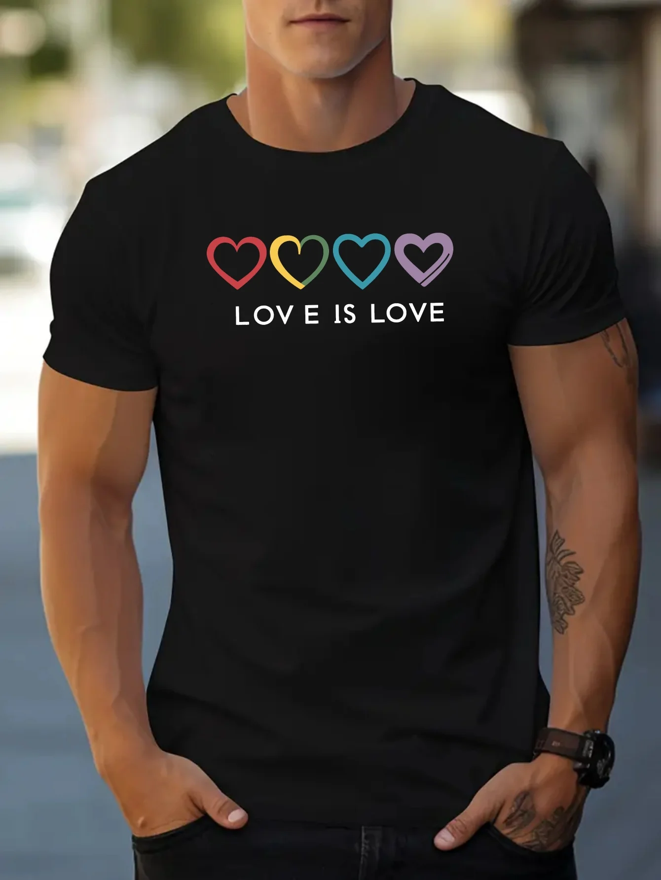 Мужская футболка с радужным принтом LOVE IS LOVE, Повседневная Удобная футболка из чистого хлопка с коротким рукавом и круглым вырезом, для лета
Мужская футболка с радужным принтом LOVE IS LOVE, Повседневная Удобная футболка из чистого хлопка с коротким рукавом и круглым вырезом, для лета