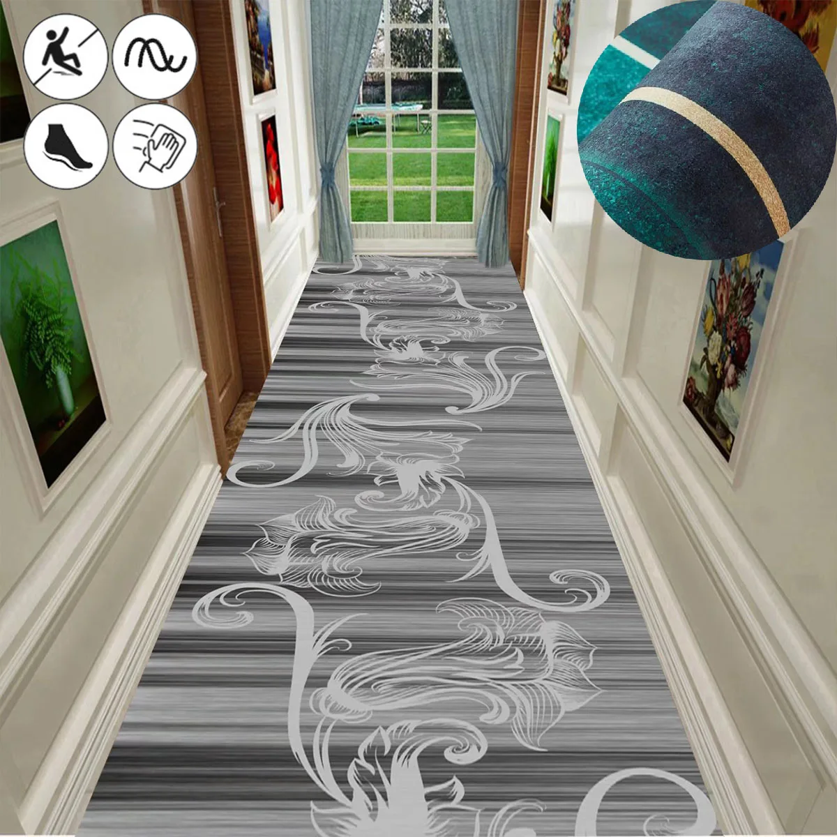 

Nordic Geometric Long Corridor Carpet Light Luxury Home Hotel Runner Rugs Can Be Customized Villa Stair Mat Non-slip Hallway Rug