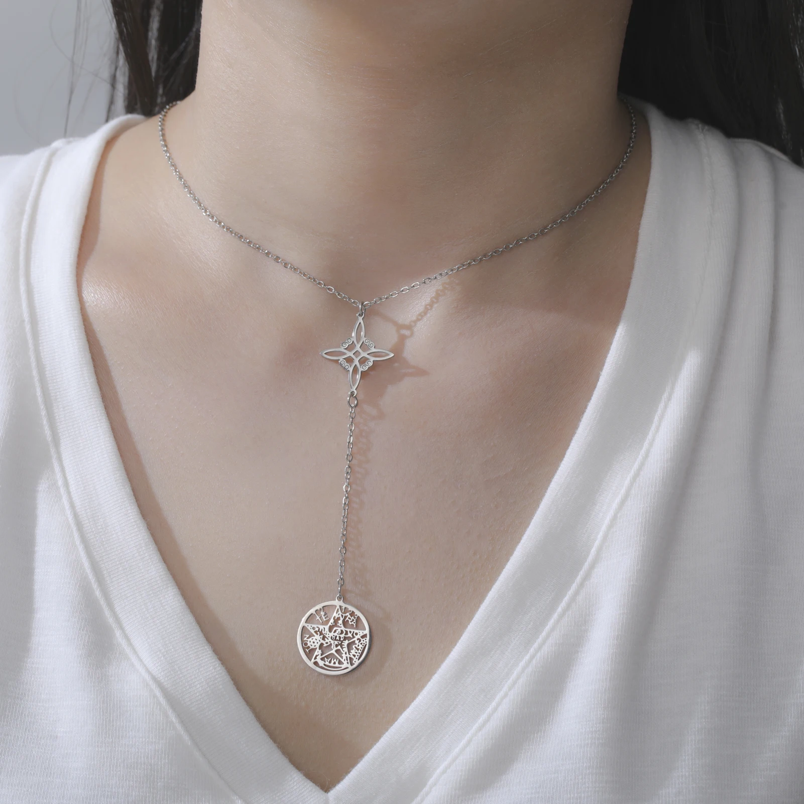 Double Amulet Protection Necklace witch Knot Pentagram Tetragrámaton Stainless Steel Protection Jewelry 3 Mallzona Sc789c04cc4084c858f06e84e0f544e47G Double Amulet Protection Necklace witch Knot Pentagram Tetragrámaton Stainless Steel Protection Jewelry Mallzona