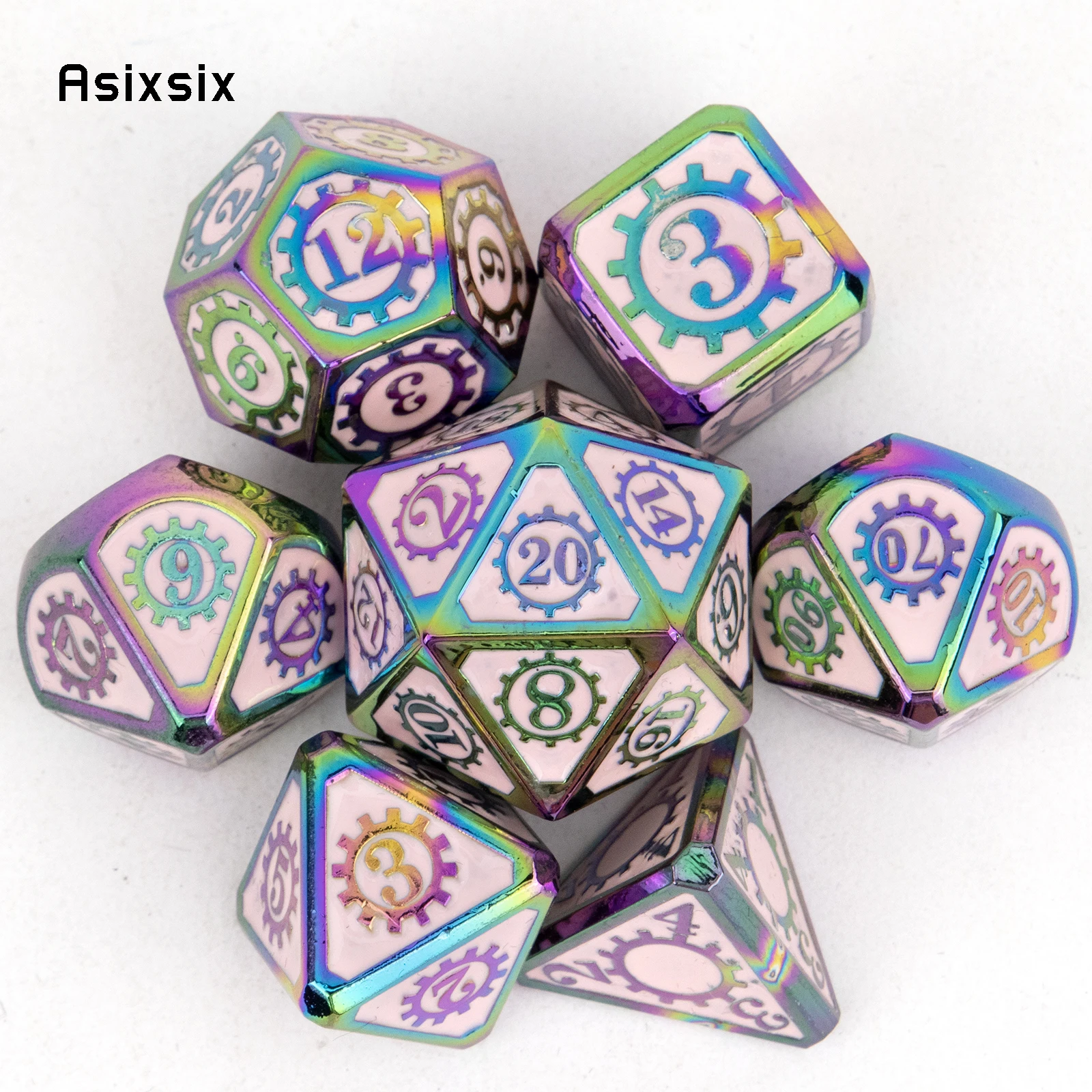 7 Pcs Pink Blue Gear Wheel Metal Dice Solid Metal Polyhedral Dice Set Suitable for Role-Playing RPG Board Game Card Game
7 Pcs Pink Blue Gear Wheel Metal Dice Solid Metal Polyhedral Dice Set Suitable for Role-Playing RPG Board Game Card Game