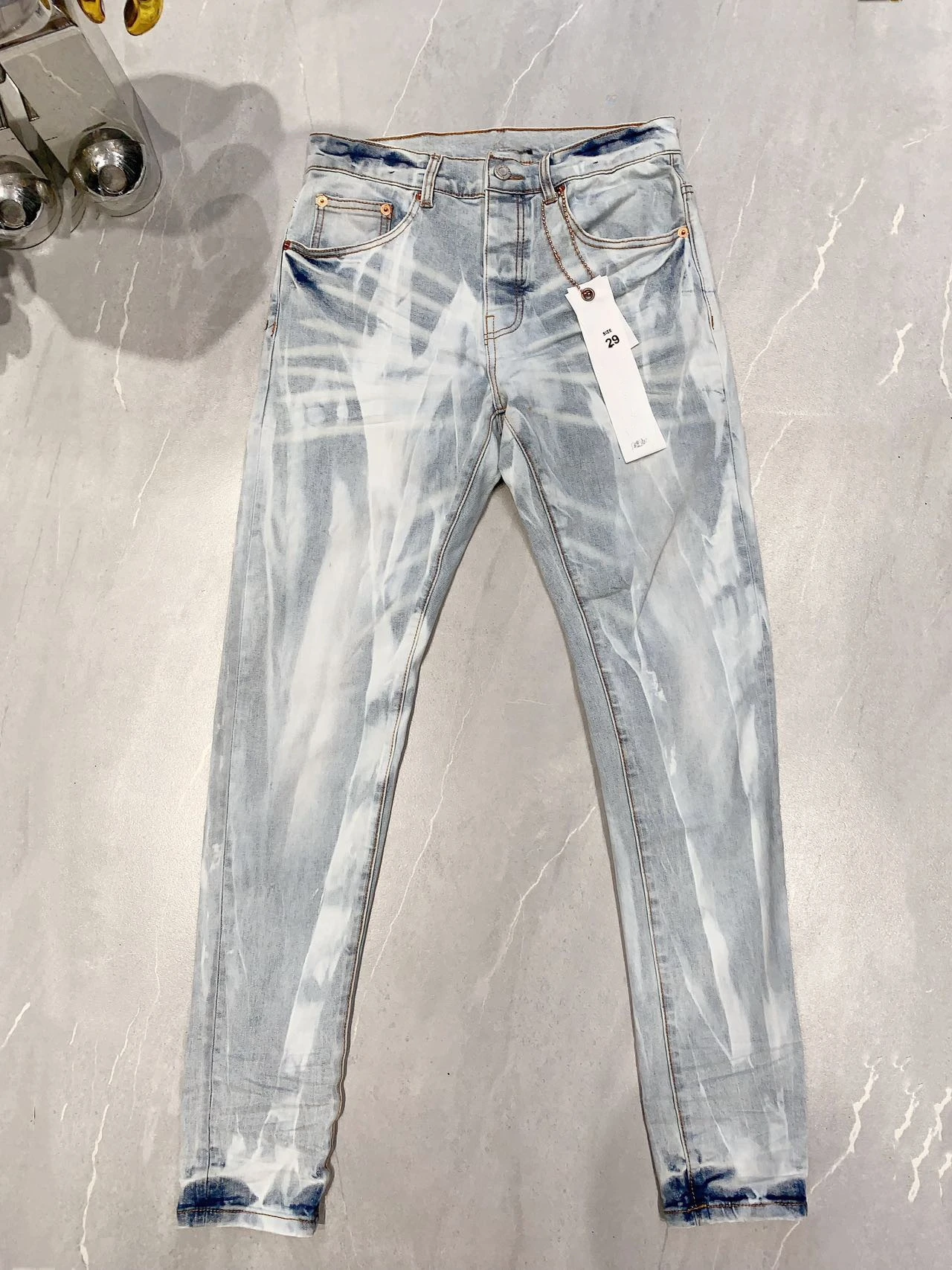 

2024 New Spring Summer Man Jean American High Street Distressed Ripped Blue Skinny Fit Luxury Brand Trendy Fashion Slim-Fit