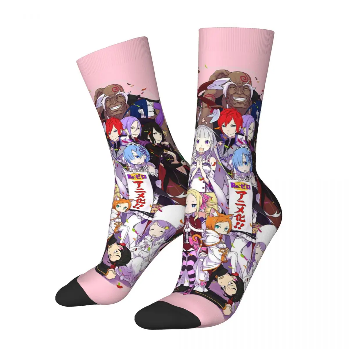 

Классические сумасшедшие мужские Компрессионные носки в стиле ретро с героями аниме Gang, унисекс, ReZero, начальная жизнь в другом мире, стиль Харадзюку