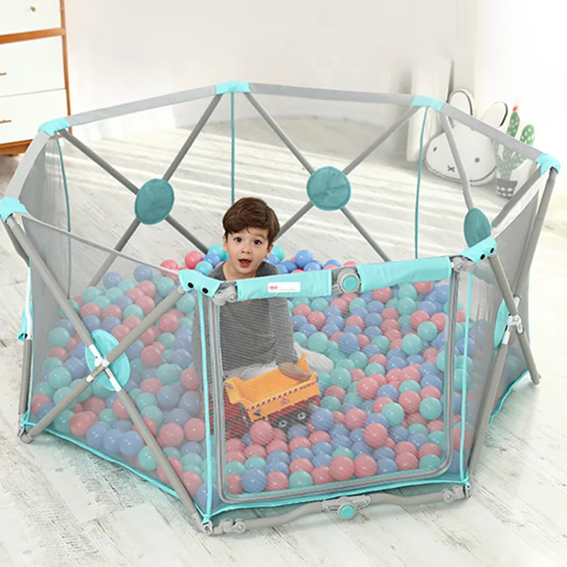

Foldable children's game fence Convenient takeout Safety drop-proof Baby playpen indoor crawling toddler fencing pink blue