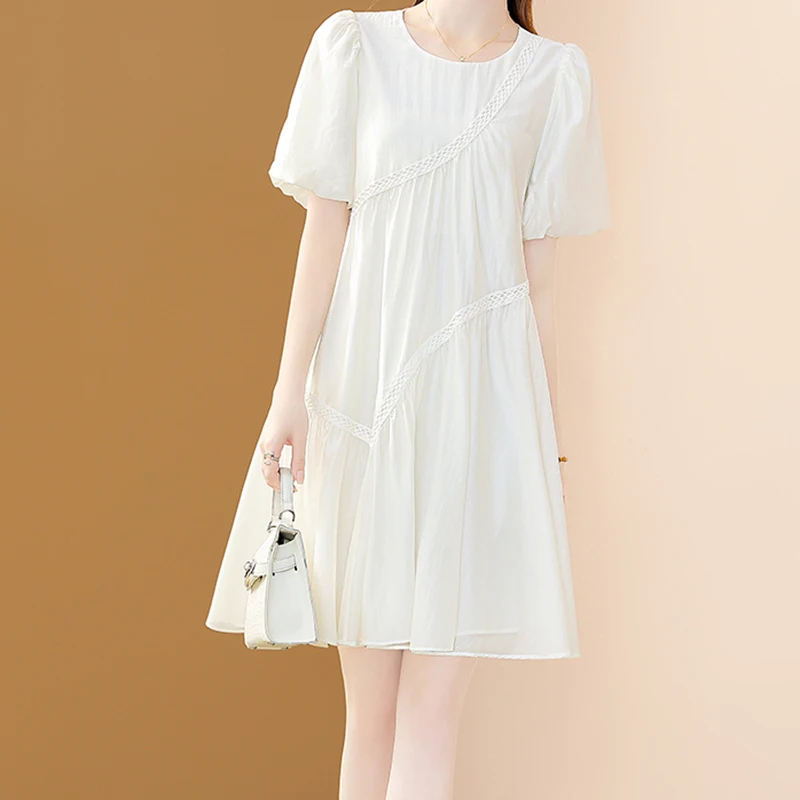 EVNISI Elegant Women Summer Loose Dress O-neck Chic White Office A-line Dresses Lantern Sleeve Party Women Fairy Vestido 2024
EVNISI Elegant Women Summer Loose Dress O-neck Chic White Office A-line Dresses Lantern Sleeve Party Women Fairy Vestido 2024