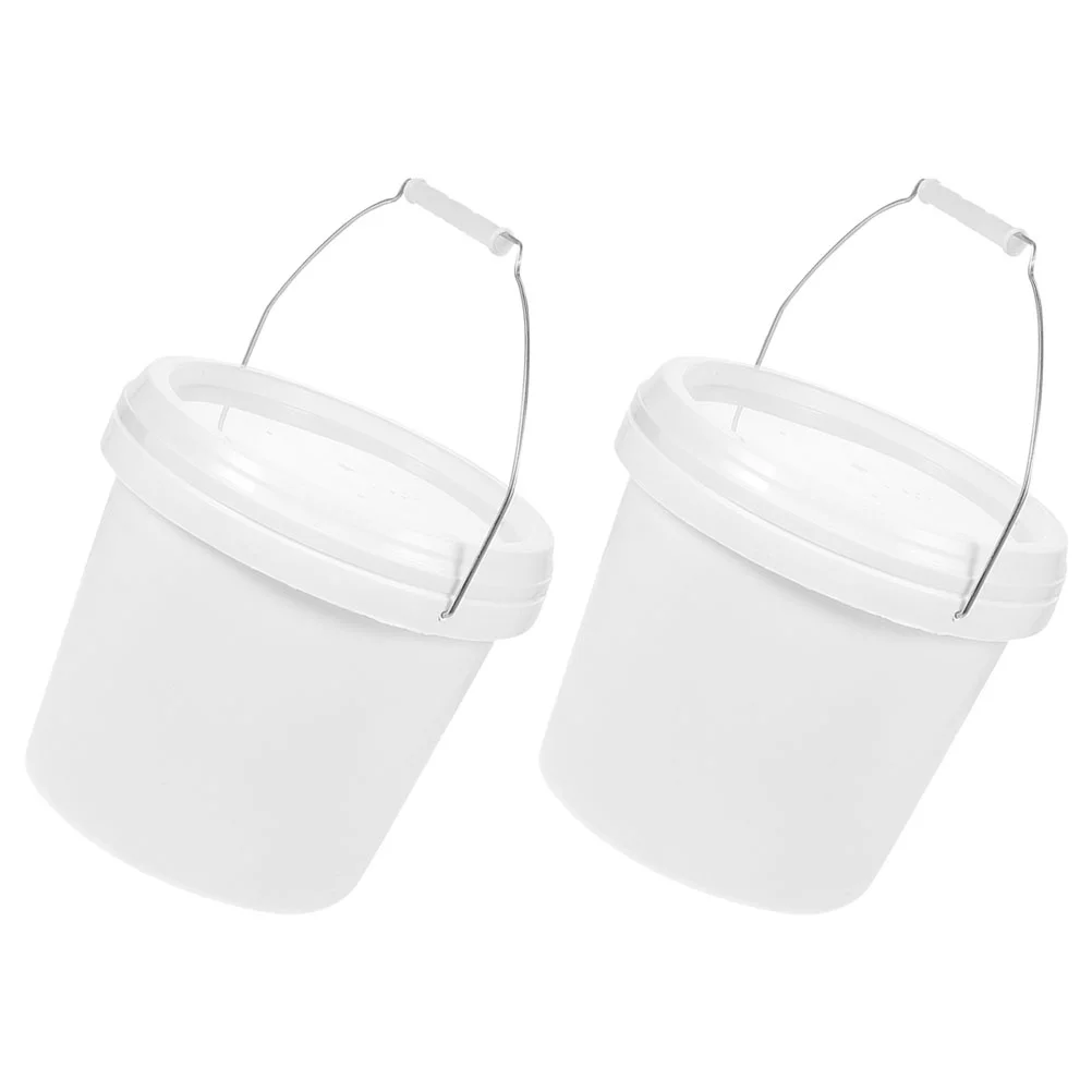 

2 Pcs White Pp Buckets Paint Round Empty Heavy Leak-proof Outdoor Iron Storage Container