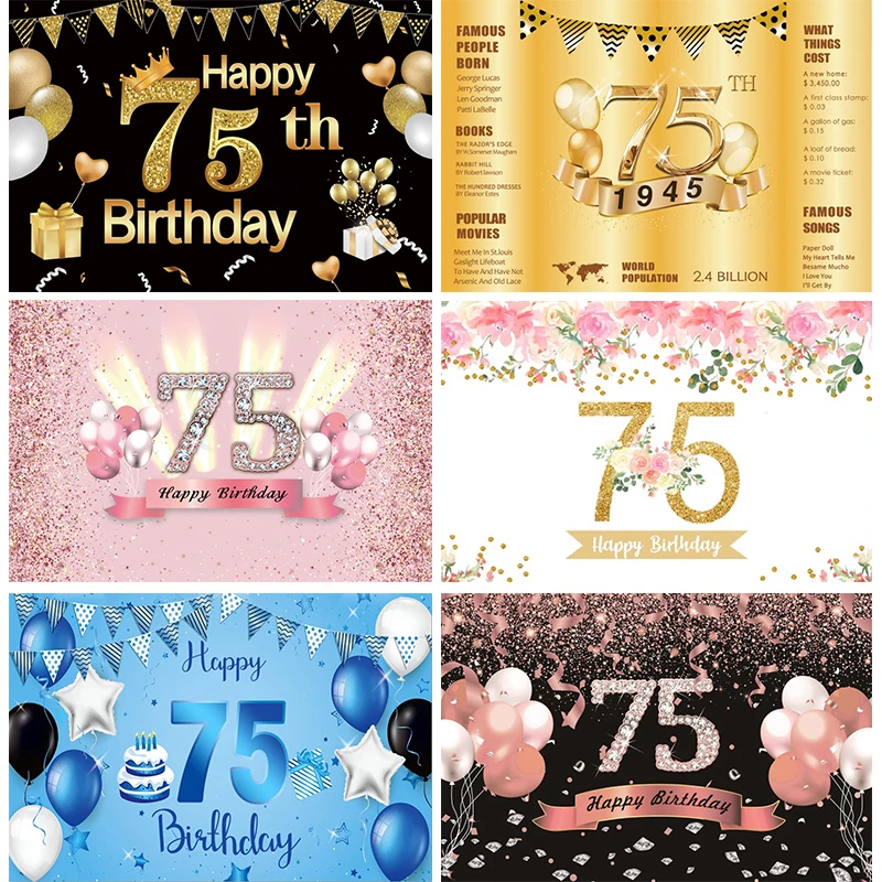 75th Birthday Decorations Women Gold Backdrop Men 75 Years Anniversary Party Photo Background Photography Props Custom Banner
75th Birthday Decorations Women Gold Backdrop Men 75 Years Anniversary Party Photo Background Photography Props Custom Banner