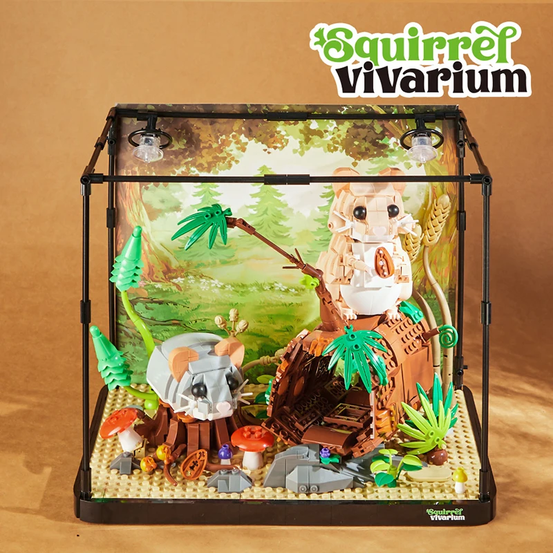 1158Pcs Squirrel Vivarium Model Blocks MOC Animal Landscape Box Buliding Bricks Creative Ideas Ornaments DIY Toy Kit Gift Kids 1158Pcs Squirrel Vivarium Model Blocks MOC Animal Landscape Box Buliding Bricks Creative Ideas Ornaments DIY Toy Kit Gift Kids