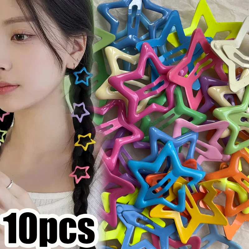 

Colorful Star BB Hairclips Girls Y2K Cute Star Barrettes Women Simple Metal Snap Clip Headdress Hair Jewelry Accessories