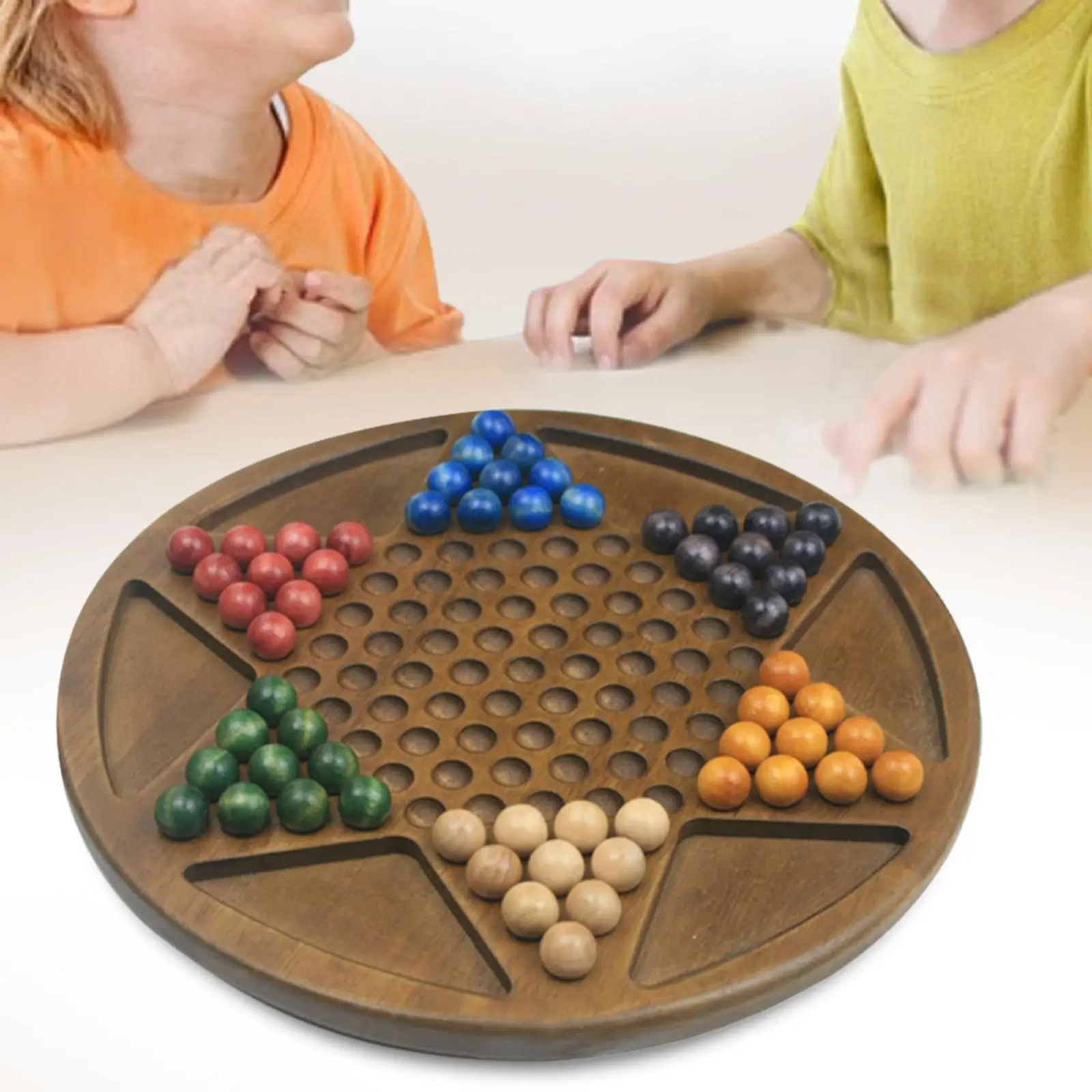 

Wooden Chinese Checkers Holiday Gifts for Ages 6+ Multiplayer 13.78" Board Classic Strategy Game 60 Wood Marbles Board Games