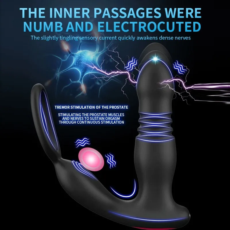 

Telescopic Male Prostate Massager Vibrator Butt Plugs Wireless Anal Plug Vibrators Penis Cock Ring Sex Toys for Men Masturbation