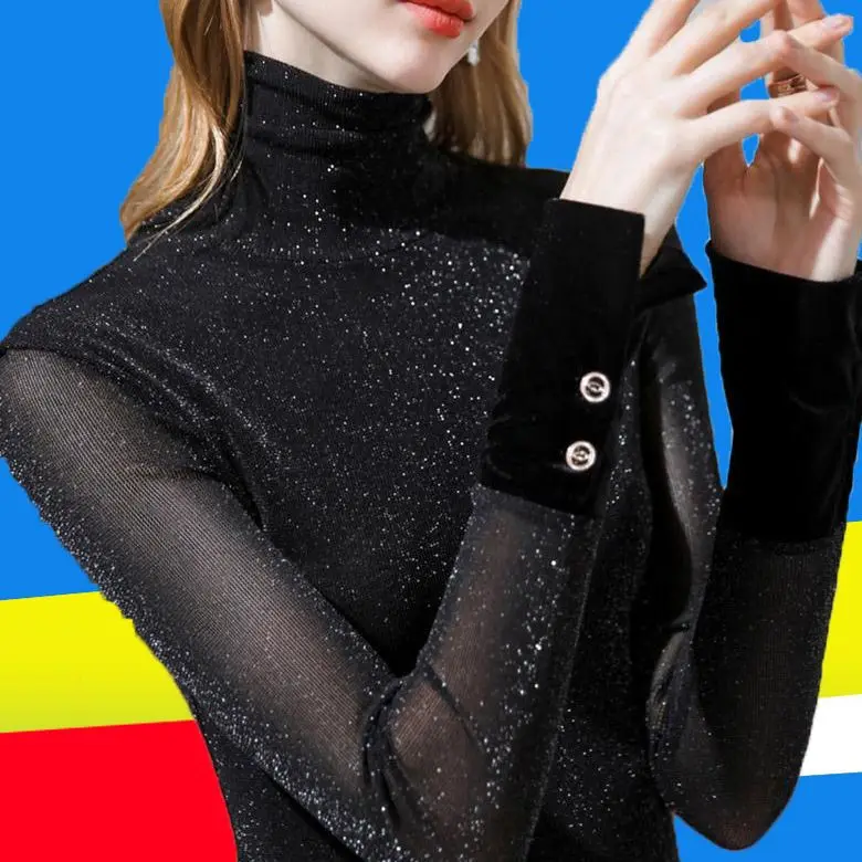 Autumn winter sequin black long sleeve jumpers shirts Turtleneck slim plus size women tops pullovers
Autumn winter sequin black long sleeve jumpers shirts Turtleneck slim plus size women tops pullovers