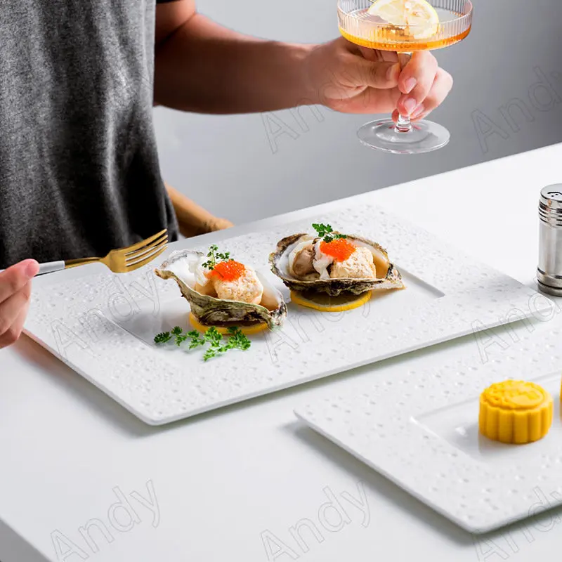 

Modern Ceramic Plate European Restaurant Steak Dish Living Room Desktop Fruit Salad Dinner Plate Creative Senior Kitchen Cutlery
