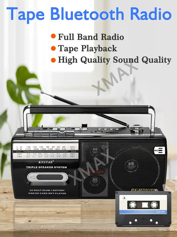 Generic 28W Power 220V Retro Tape Recorder Cassette Player Outdoor Speaker AM FM SW 4 Bands DSP