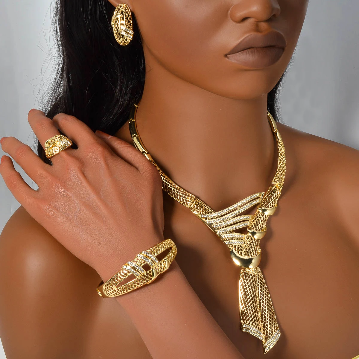 Diana baby Elegant Necklace Chic Ring Metal Earrings Fashion Bangle Gold Color Jewelry Sets for Wedding 4 Mallzona Sc79bdc1ce517433c965a54ece1f1967aH Diana baby Elegant Necklace Chic Ring Metal Earrings Fashion Bangle Gold Color Jewelry Sets for Wedding Mallzona