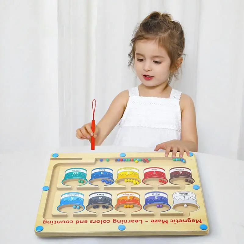 Magnetic Maze Toy Puzzle Number Magnet Balls Wooden Maze Board Water-Based Paint Learning Toy For Boys And Girls Ages 2-6 Years
Magnetic Maze Toy Puzzle Number Magnet Balls Wooden Maze Board Water-Based Paint Learning Toy For Boys And Girls Ages 2-6 Years