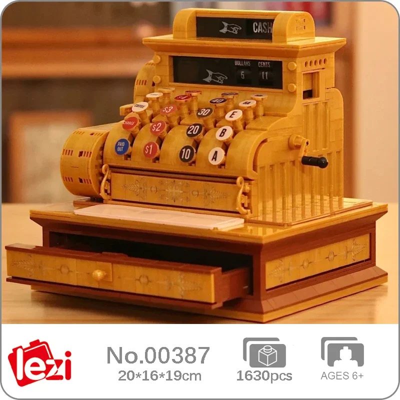 

Lezi 00387 Supermarket Vintage Cash Register Coin Money Drawer Machine Model Mini Blocks Bricks Building Toy For Children No Box