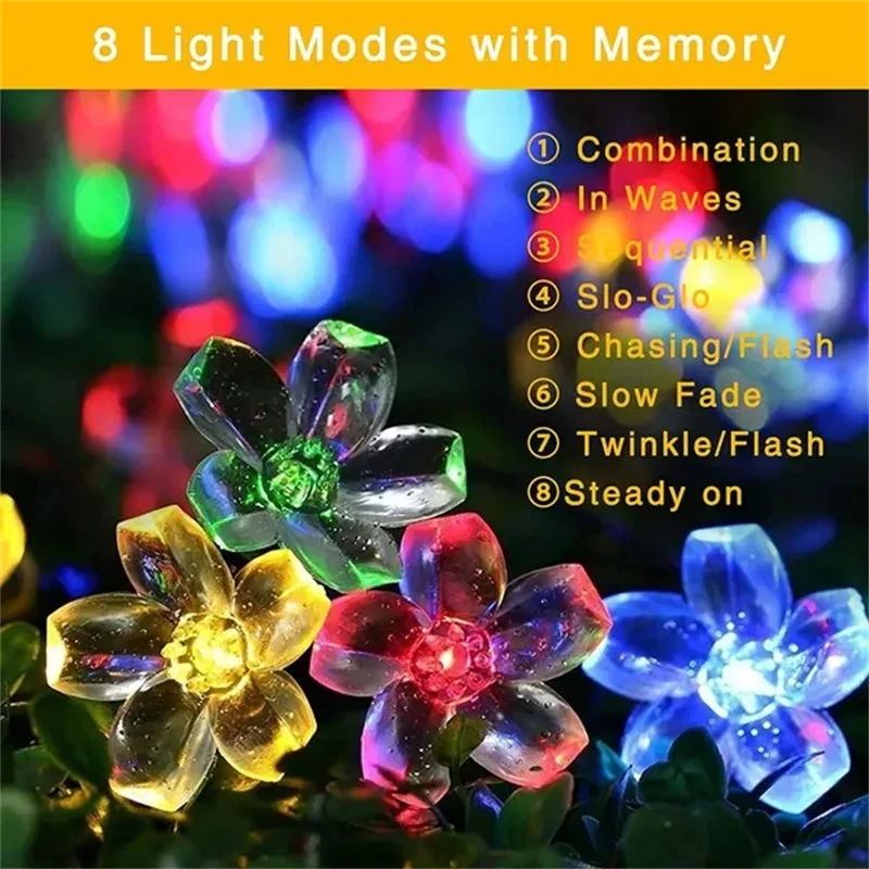 200/100/50/30/20LED Outdoor Courtyard Solar Fairy Lights Cherry Blossoms Solar String Lights Christmas Decorative Lighting Lamp 200/100/50/30/20LED Outdoor Courtyard Solar Fairy Lights Cherry Blossoms Solar String Lights Christmas Decorative Lighting Lamp