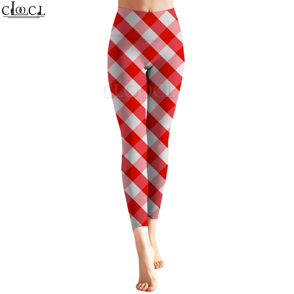 

CLOOCL Women Leggings Yoga Wear Simple Plaid Pattern Print Trousers Lift The Buttocks and Belly Exercise Legs Gym Leggings