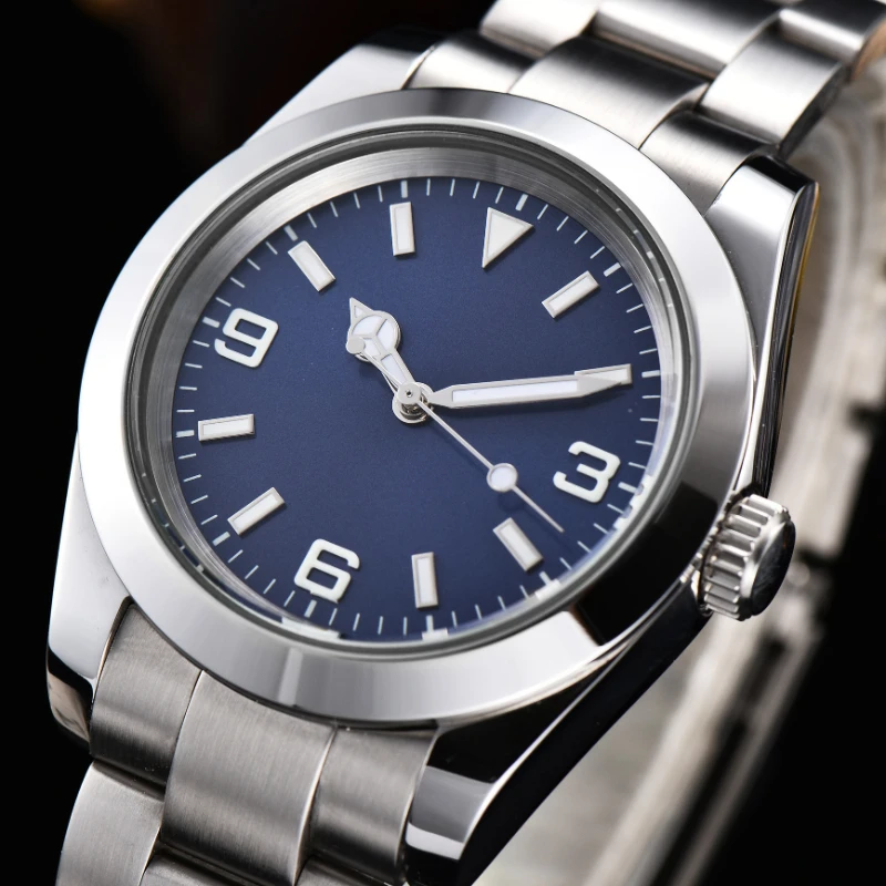 

No Logo 39mm Fully Automatic Mechanical Men's Watch Fully 2813 Automatic Movement Diving Series Watch Blue Treasure Mirror