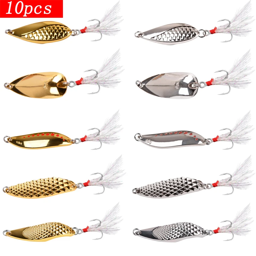 10PCS/Set Lure Metal Spinner Lure Spoon Set Gold Silver Fishing Spinner Lure Sequins Mixed 7G/10G/15G Fishing Tackle Hard Bait
10PCS/Set Lure Metal Spinner Lure Spoon Set Gold Silver Fishing Spinner Lure Sequins Mixed 7G/10G/15G Fishing Tackle Hard Bait