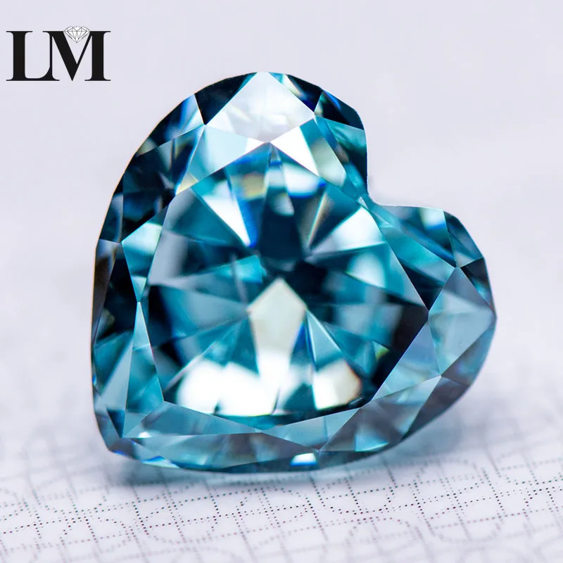 

Cubic Zirconia Synthetic Gemstone Aquamarine Color Heart Shape 5A 4k Crushed Ice Cut Lab CZ Stone DIY Jewelry Making Materials