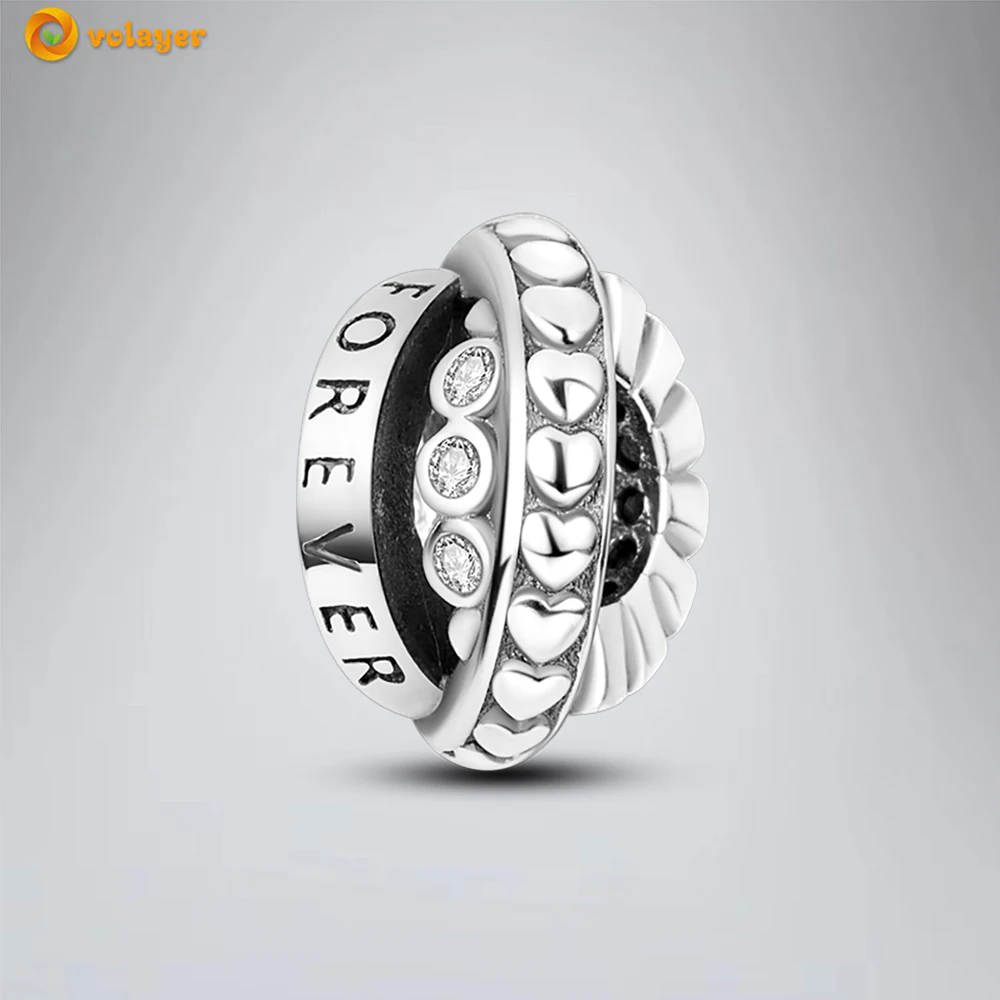 

Volayer 925 Sterling Silver Bead Three Rings in One Charm fit Original Pandora Bracelets for Women DIY Jewelry Free Shipping