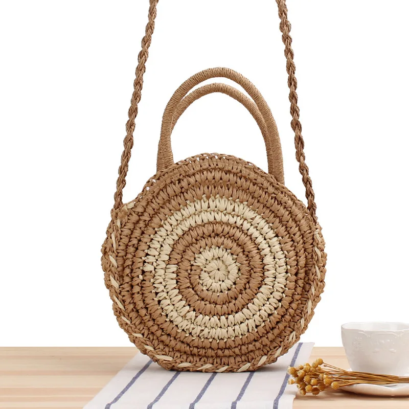Round Straw Beach Bag Vintage Handmade Woven Shoulder Bags Raffia Circle Rattan Bohemian Summer Vacation Diagonal Pack
Round Straw Beach Bag Vintage Handmade Woven Shoulder Bags Raffia Circle Rattan Bohemian Summer Vacation Diagonal Pack