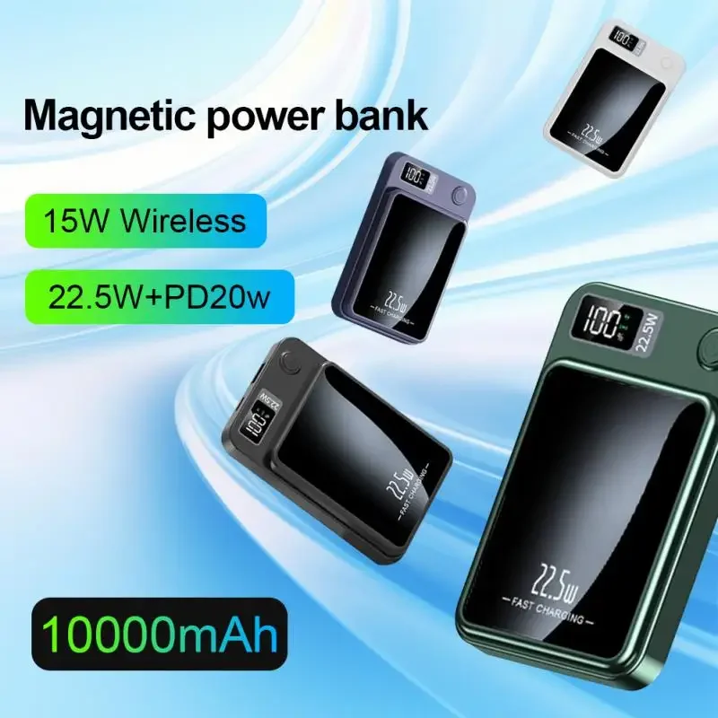 

Компактное портативное зарядное устройство большой емкости, 100000 мАч, беспроводное магнитное зарядное устройство MagSafe, внешний аккумулятор для Xiaomi, Samsung, Huawei