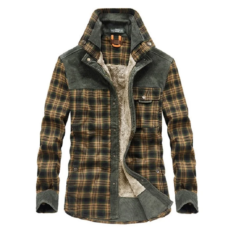 Mens Fashion Warm Shirt Jacket Stitching Plaid Plus Velvet Thickened Long-sleeved Button Shirt Harajuku Winter Jacket Men
Mens Fashion Warm Shirt Jacket Stitching Plaid Plus Velvet Thickened Long-sleeved Button Shirt Harajuku Winter Jacket Men