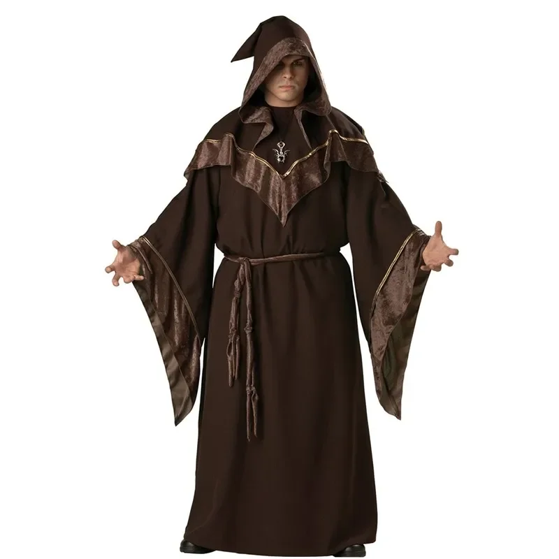 

Adult Pastor godfather male wizard Cosplay Costume Halloween Party stage Performance Religious Priest Monk Robe Dress