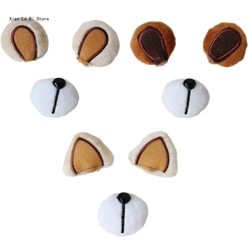 

1set DIY Cartoon Bear Patches Plush Ear/Nose Keychain Hairpin Decors XXFD