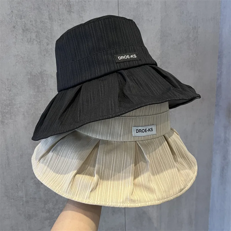 Плиссированная Рыбацкая шляпа в Корейском стиле Женская весенне-летняя модная шляпа с оборками и широким лицом