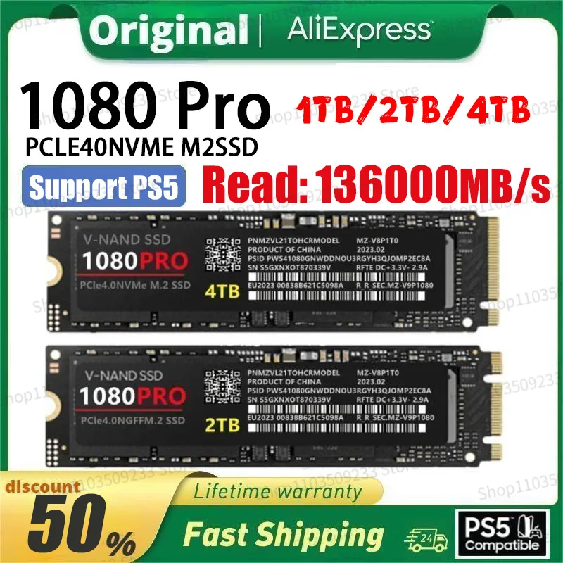 Original 1080PRO 4TB SSD 2TB Hard Disk M2 2280 PCIe 4.0 NVME Read 13600MB/S Solid State Hard Disk For Desktop/PC/PS5 Game Laptop
Original 1080PRO 4TB SSD 2TB Hard Disk M2 2280 PCIe 4.0 NVME Read 13600MB/S Solid State Hard Disk For Desktop/PC/PS5 Game Laptop