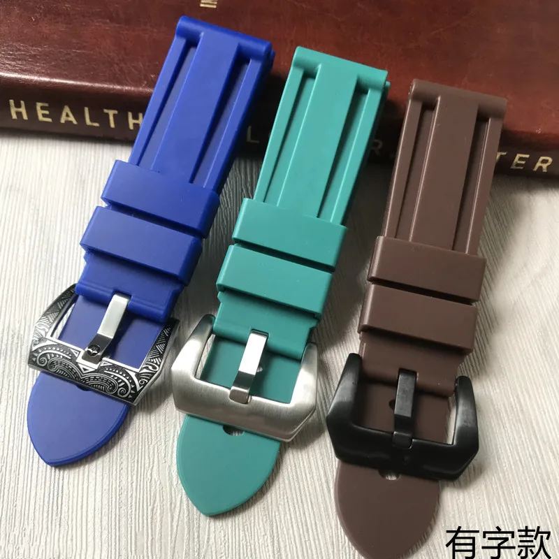 24mm Black Blue Red Orange watch band Silicone Rubber Watchband replacement For PAM Strap tools steel buckle
24mm Black Blue Red Orange watch band Silicone Rubber Watchband replacement For PAM Strap tools steel buckle