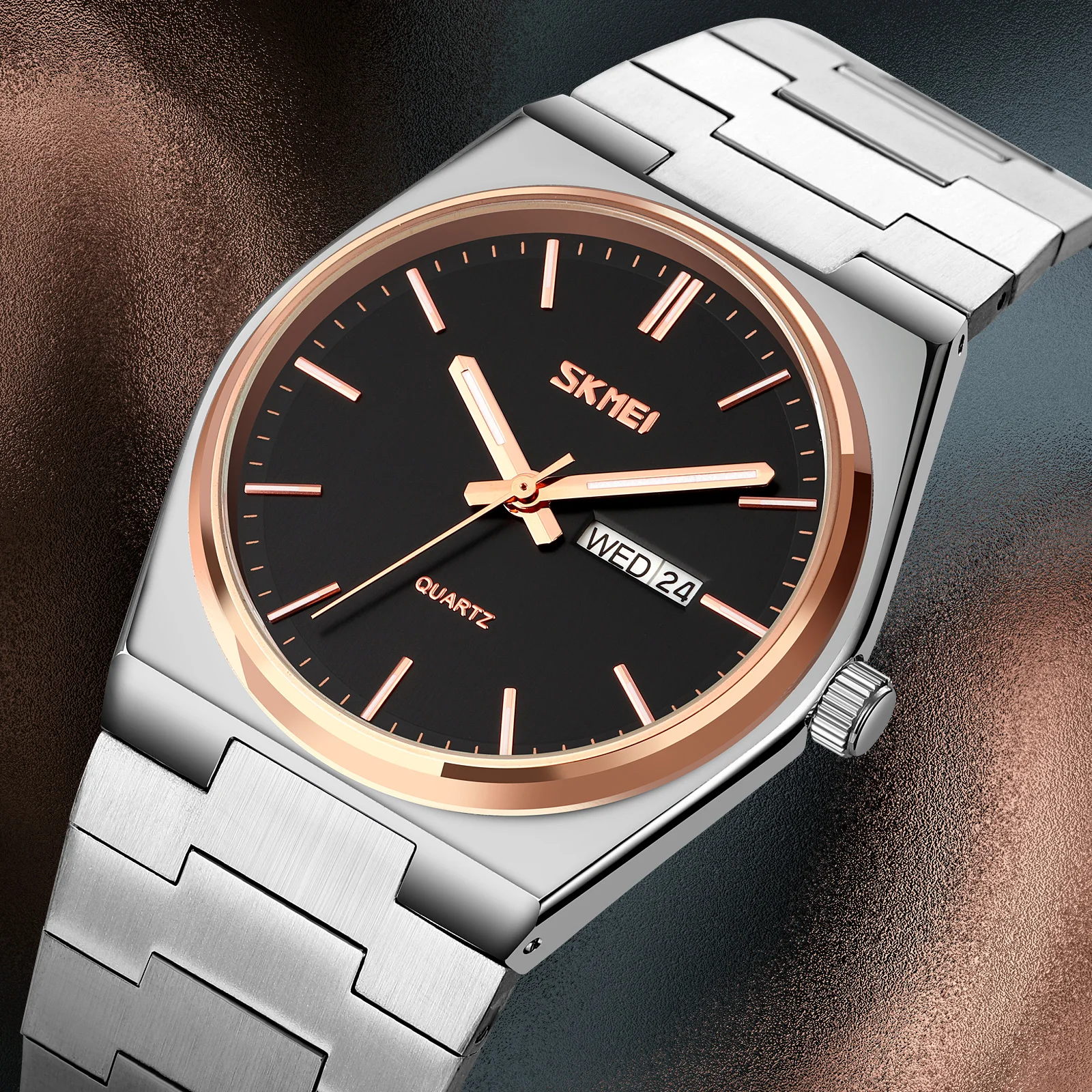 

SKMEI 9288 Mens Waterproof Business Wristwatches Man reloj hombre Casual Quartz Clock Male Full Steel Time Week Sports Watch